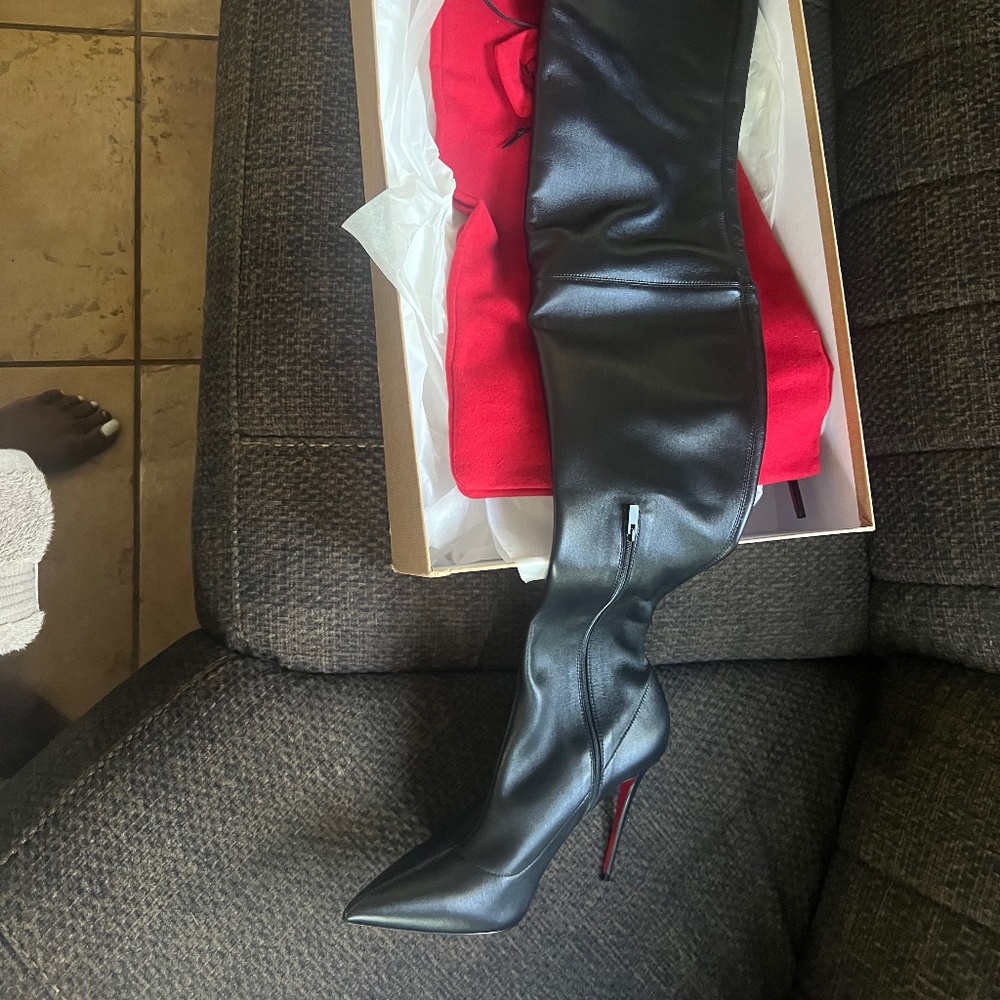Christian Loubountin  Black Thigh High Boots Size 41 New